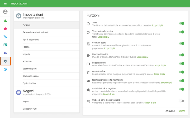 Impostazioni di sistema