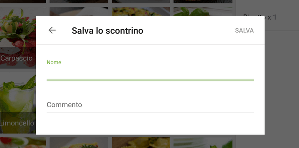 modificare il nome e il commento del scontrino