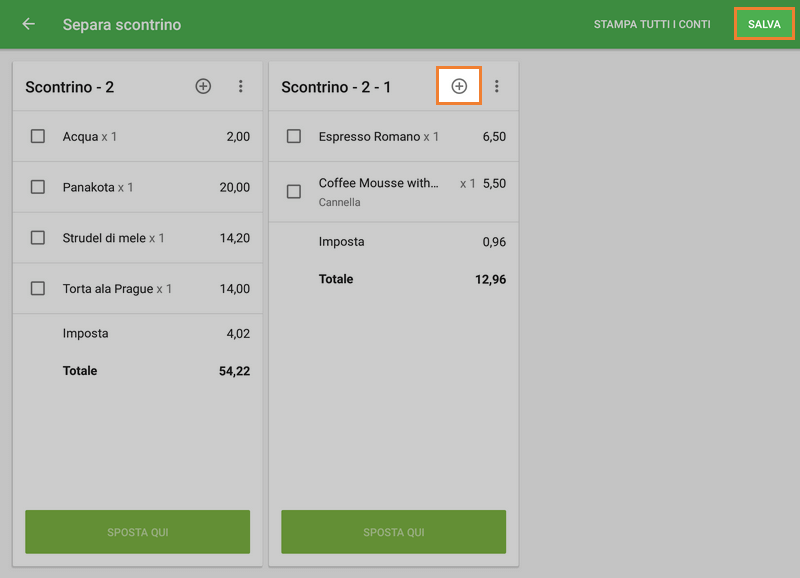aggiungere un nuovo scontrino aggiuntivo
