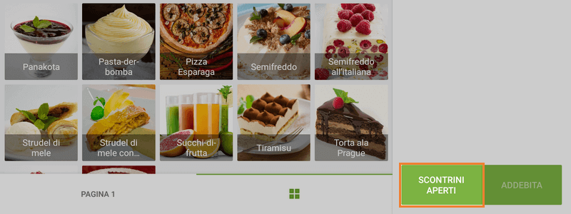 selezionando 'Scontrini Aperti'
