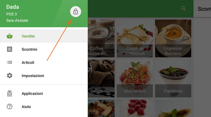 tocca l'icona del lucchetto