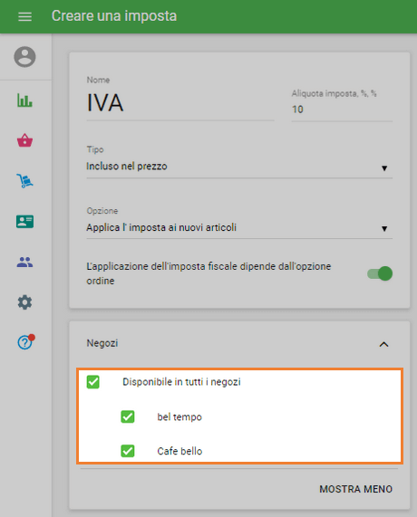 tasse per ogni negozio