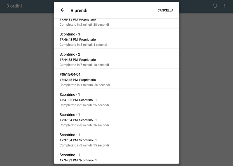 richiamare uno scontrino chiuso