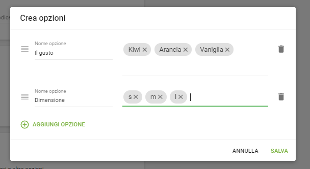 fino a 3 diverse opzioni