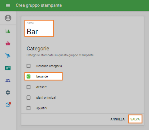 Seleziona le categorie di articoli
