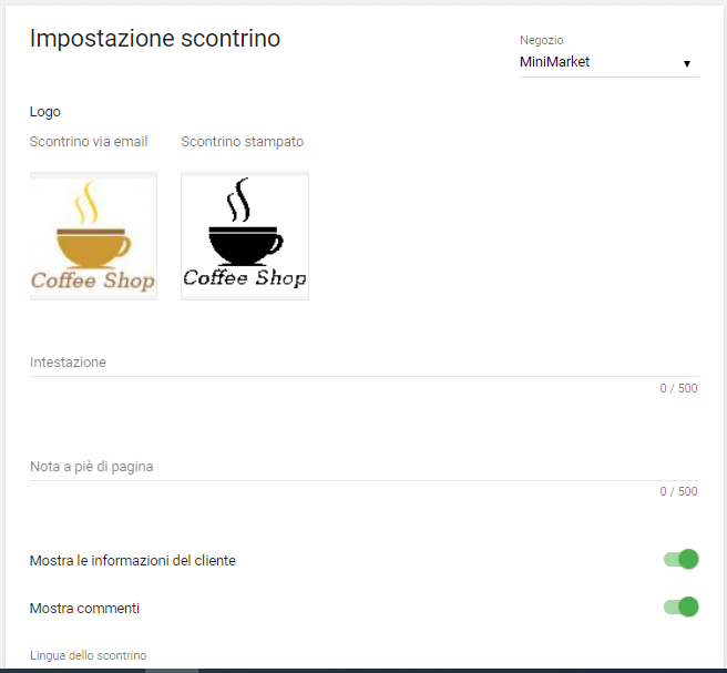 ricevuta stampata e via email