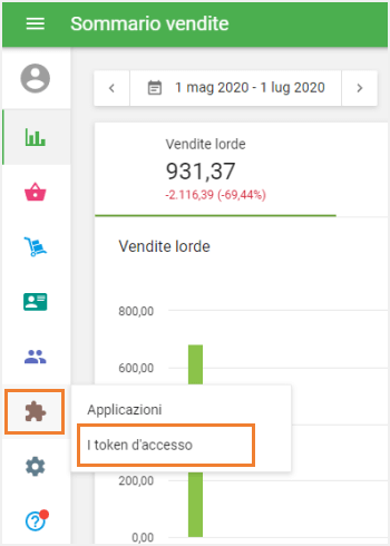 sezione 'Token di accesso'