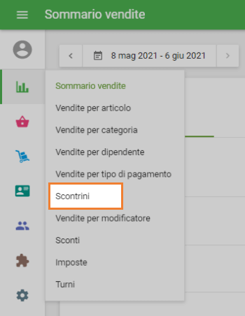 menu 'Scontrini'