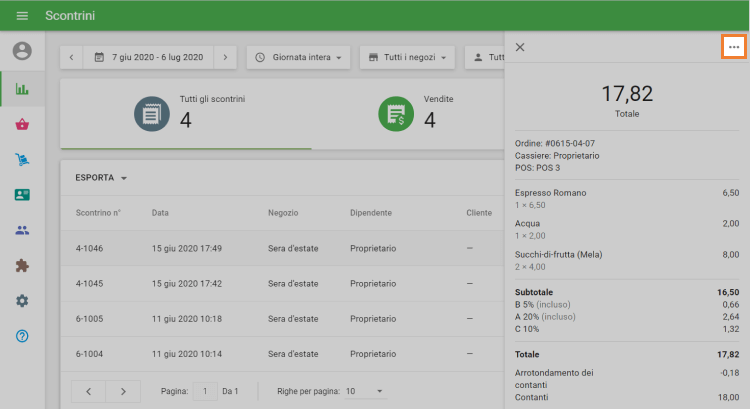 Seleziona la ricevuta