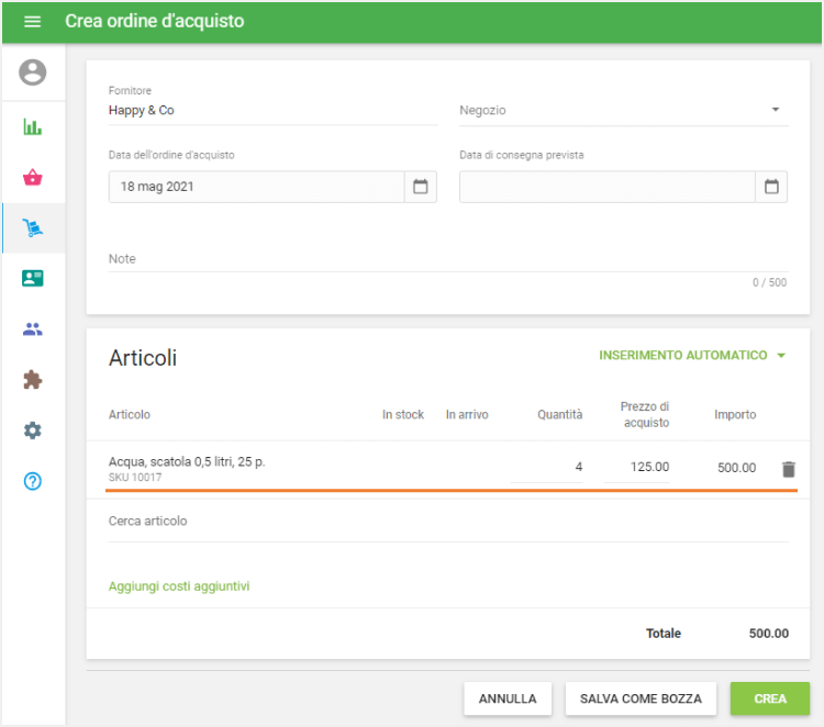un ordine di acquisto
