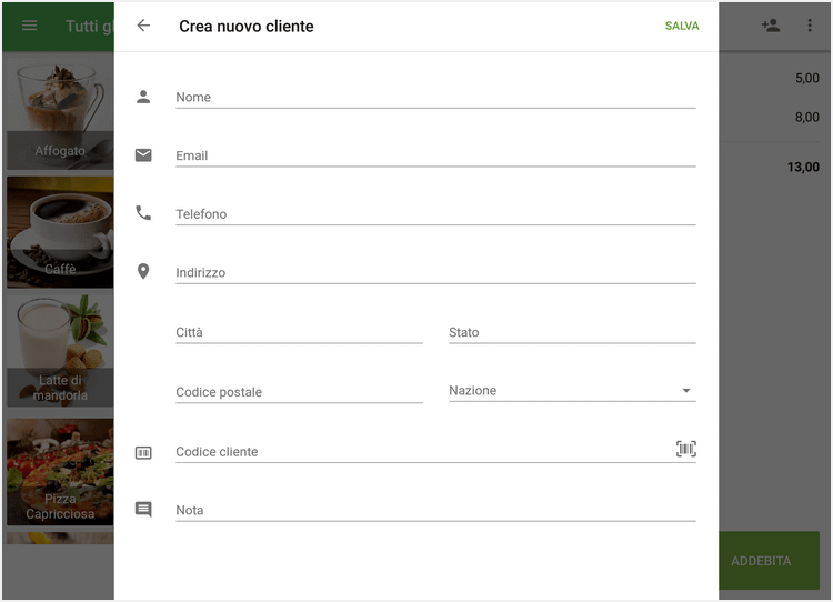 il modulo 'Crea nuovo cliente'