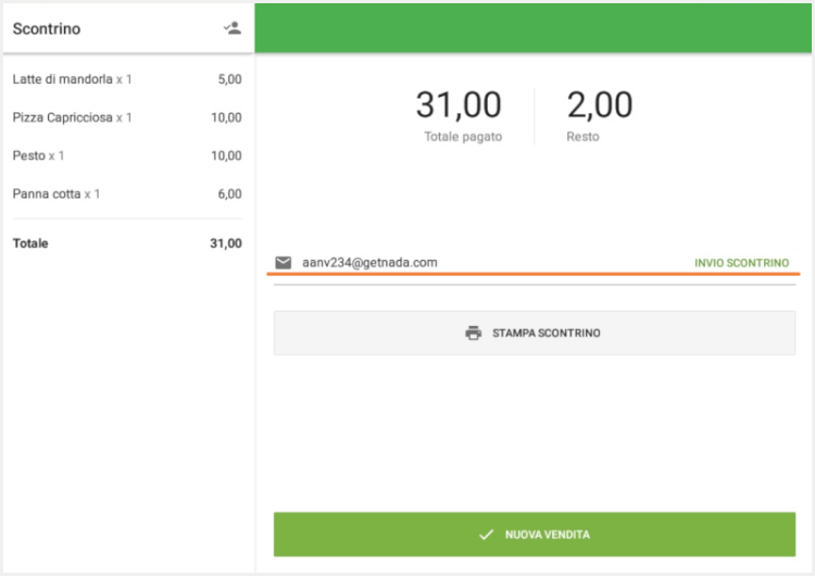 Seleziona 'Nuova vendita'