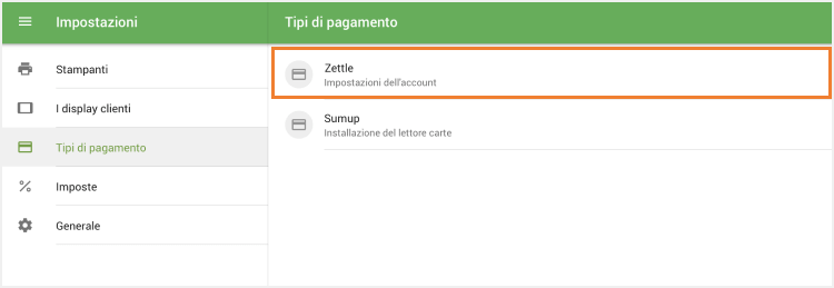 pulsante ‘Zettle’