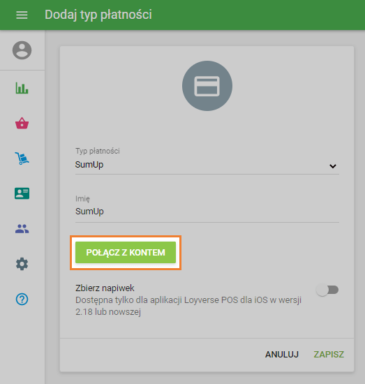 przycisk 'Połącz z kontem'