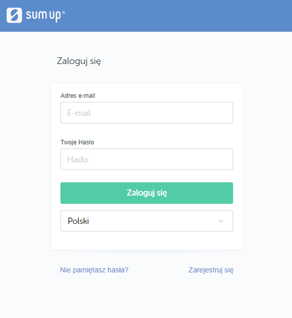 e-mail i hasło z konta SumUp