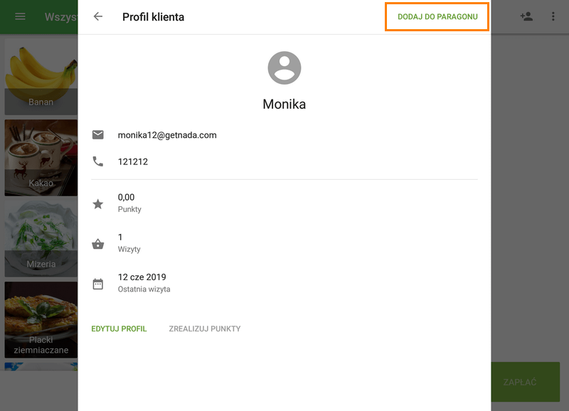 Przycisk 'Dodaj do paragonu'