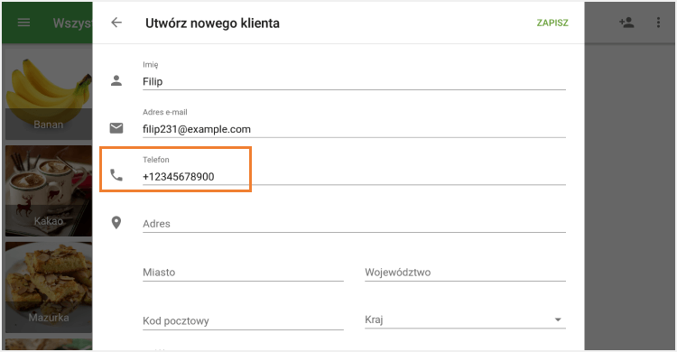 Wprowadź numer telefonu