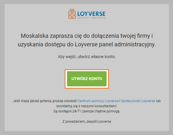 e-mail z zaproszeniem