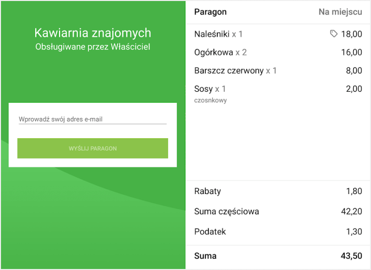 paragon z listą artykułów