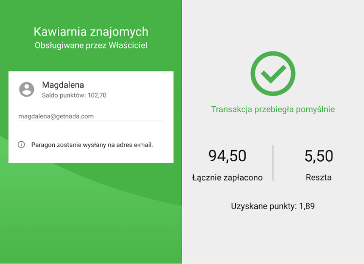 całkowita suma płatności i reszta