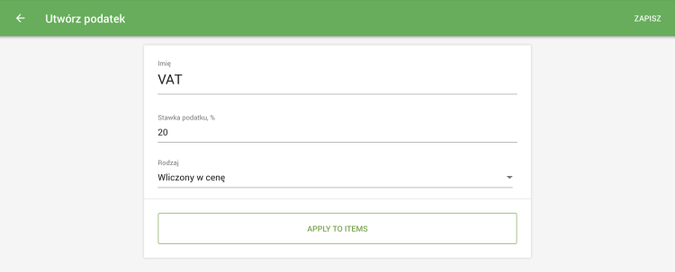 Ustawienia podatkowe