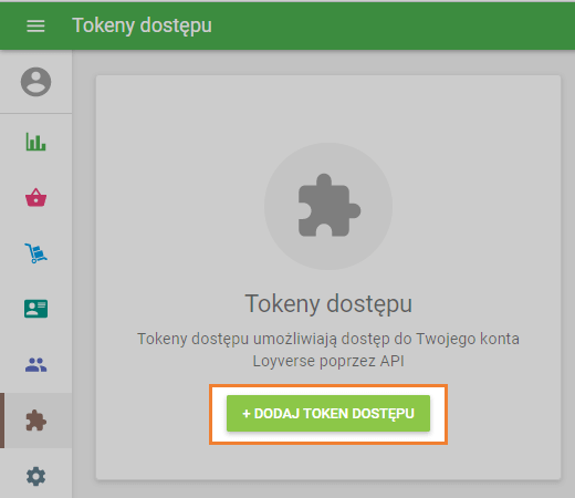 Przycisk „+ Dodaj token dostępu”