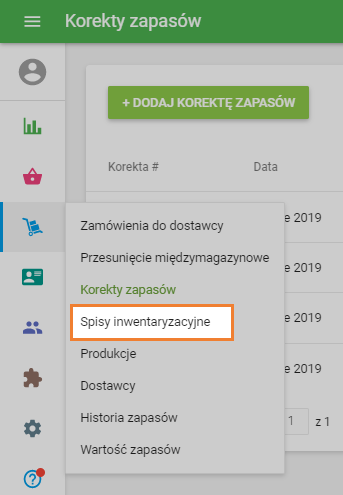 sekcja „Spisy inwentaryzacyjne”