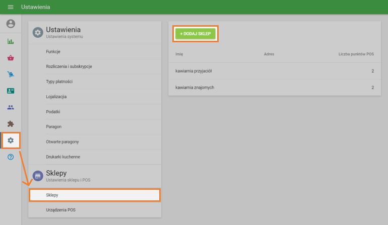 Przycisk „Dodaj sklep”