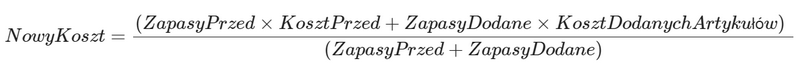 Obliczanie nowego kosztu