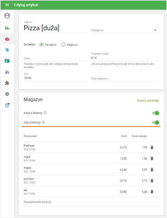 Włącz opcję „Użyj produkcji”