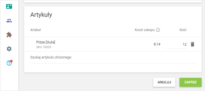 Wypełnij pole 'Ilość'