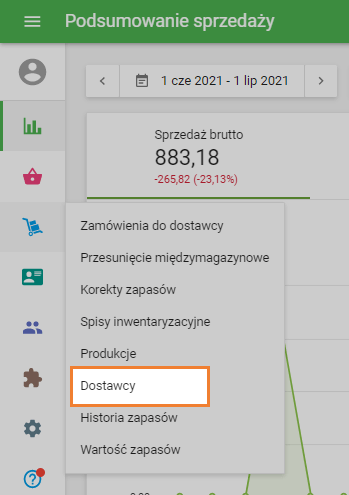 sekcja „Dostawcy”