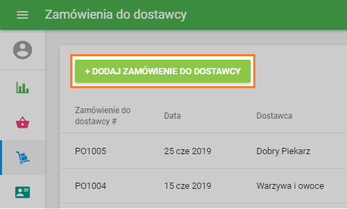 przycisk „+ Dodaj zamówienie do dostawcy”