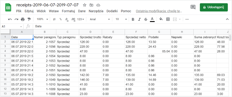 Pliki w Arkuszach Google
