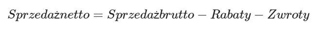 Sprzedaż netto formula