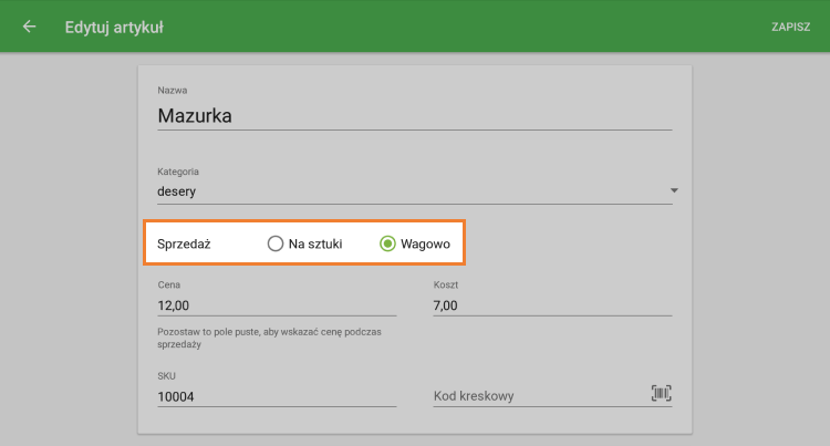 zmienić opcję z POS
