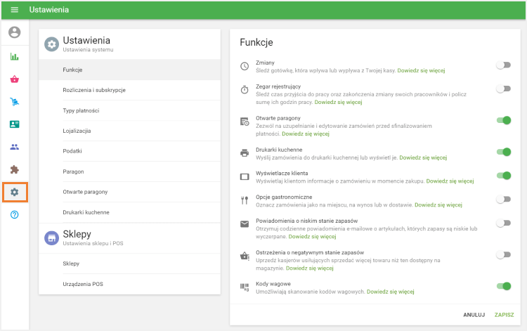 Kliknij ikonkę Ustawienia