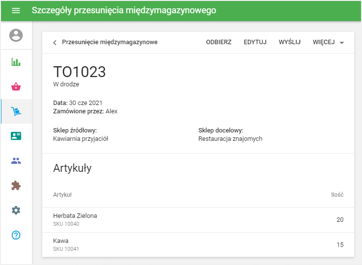 Przesunięcia międzymagazynowe w drodze