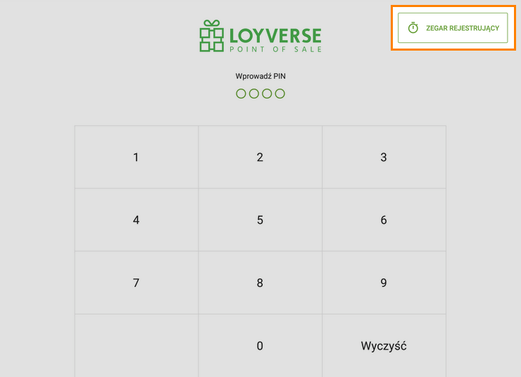 przycisk 'Zegar rejestrujący'