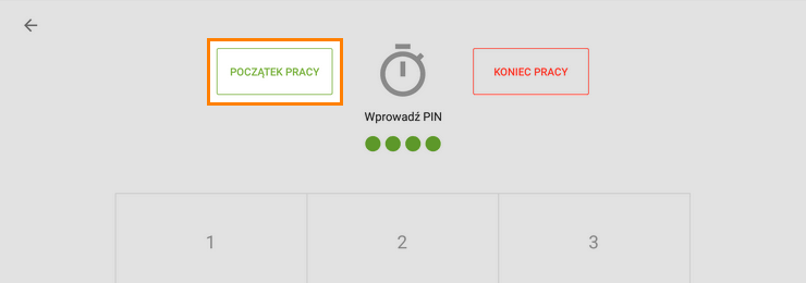 Naciśnij przycisk 'Początek pracy'