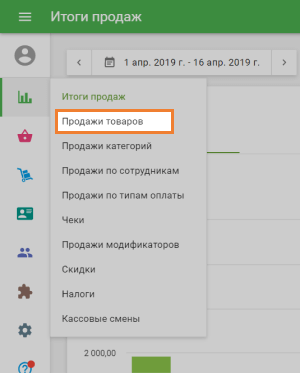 раздел 'Продажи товаров'