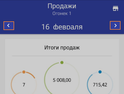 Стрелки слева и справа от даты