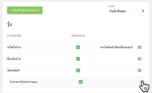 ซึ่งทางเลือกบนสุดจะถูกใช้เป็นค่าประจำ