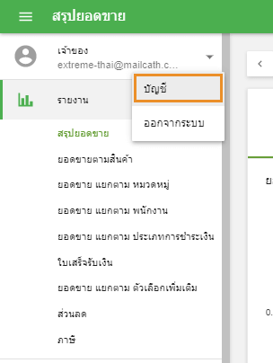 ‘บัญชี’ ในเมนูหลักของ Back Office