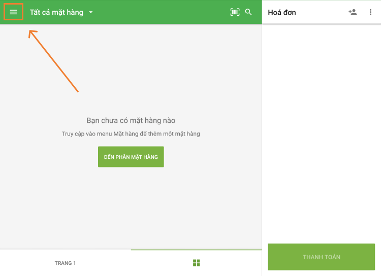 bấm nút ☰ (trình đơn)