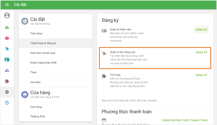 Đăng ký 'Quản lý khoảng không quảng cáo nâng cao'