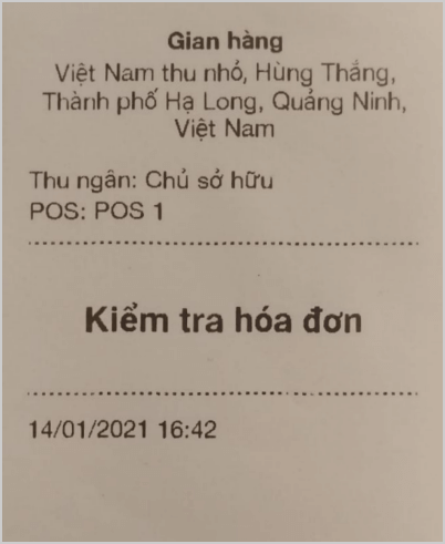 biên lai thử nghiệm