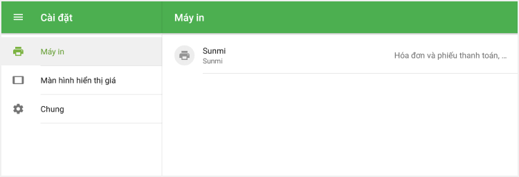 máy in trong danh sách