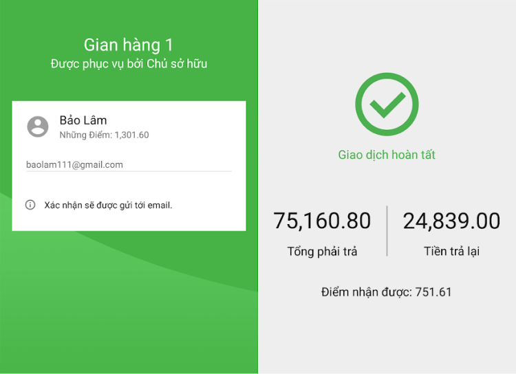 tổng giá trị thanh toán và các thay đổi