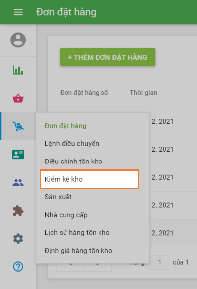 Phần 'Kiểm kê kho'